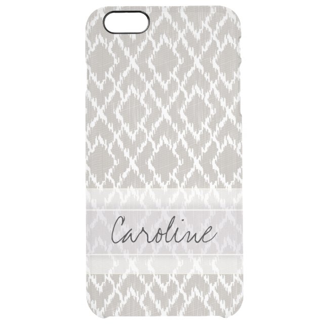 Monogram Light Gray Tribal Ikat Diamond Pattern Uncommon iPhone Case (Back)