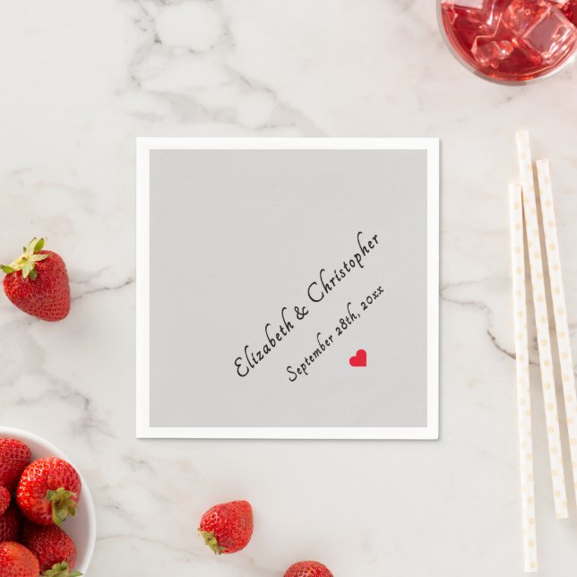 Monogram Light Gray Wedding Date Party Cocktail Napkins (Insitu)