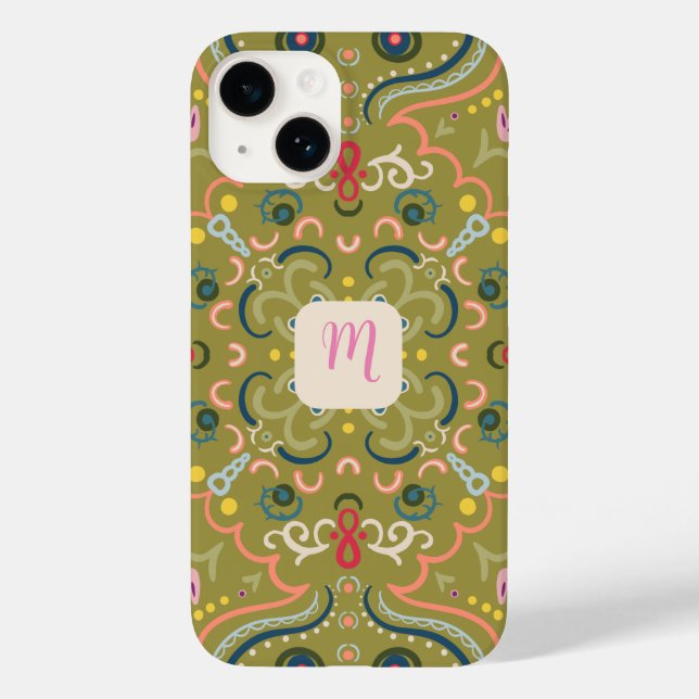 Monogram Light Green & Colorful  Case-Mate iPhone Case (Back)