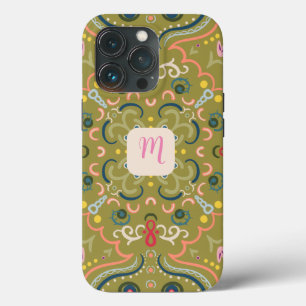 Monogram Light Green & Colorful  iPhone 13 Pro Case