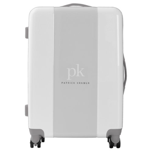 Monogram Light Grey Simple Modern Minimalist Luggage