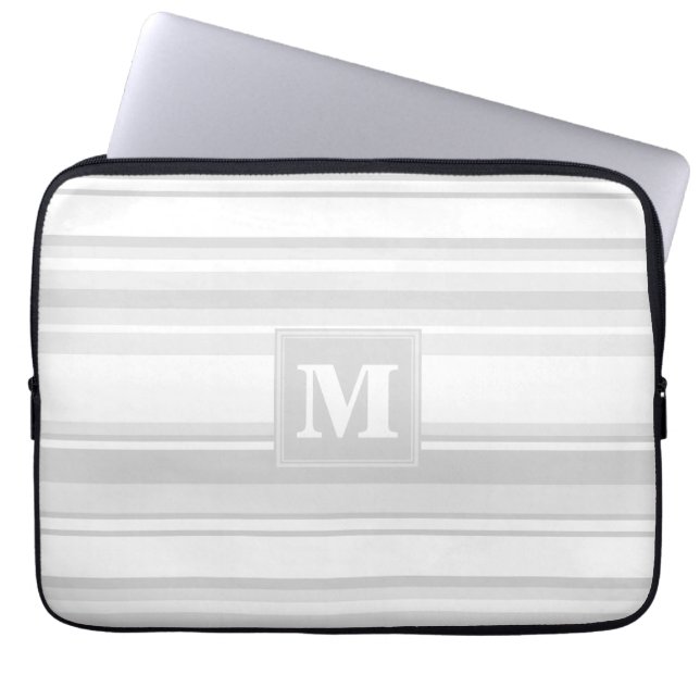 Monogram light grey stripes laptop sleeve (Front)