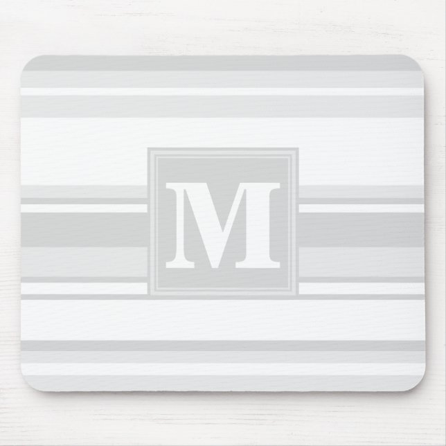 Monogram light grey stripes mouse pad (Front)