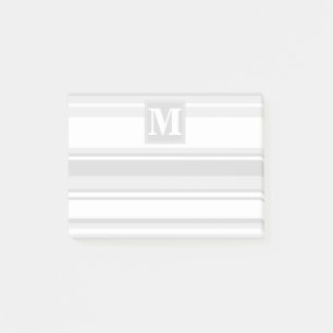 Monogram light grey stripes post-it notes