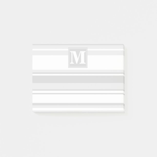Monogram light grey stripes post-it notes (Front)