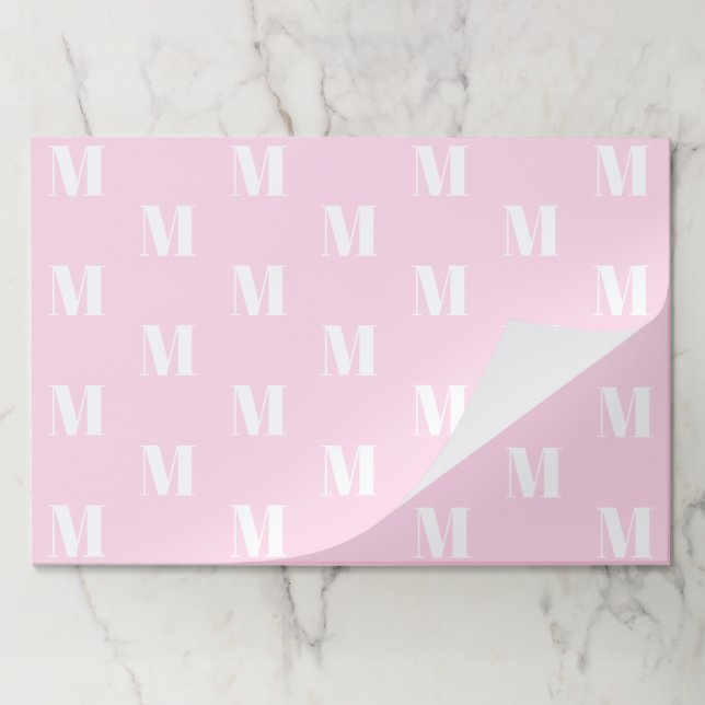 Monogram light pink custom Initial paper placemats (Folded)