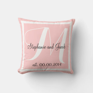 Monogram Light Rose Pink Wedding keepsake pillow
