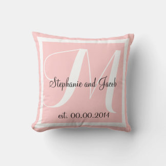 Monogram Light Rose Pink Wedding keepsake pillow