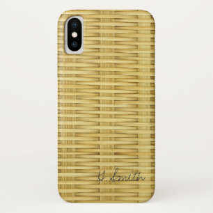 Monogram. Light Rustic Seagrass Basket Weave iPhone X Case