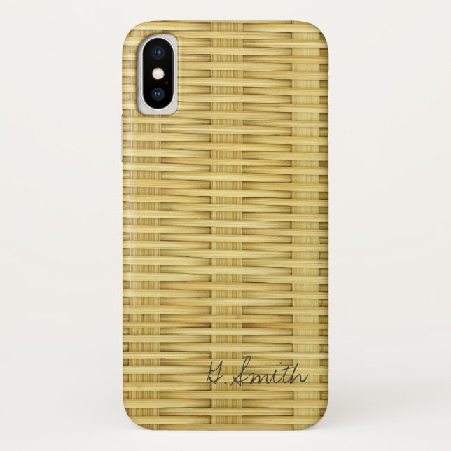 Monogram. Light Rustic Seagrass Basket Weave Case-Mate iPhone Case (Back)