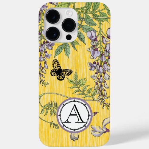 Monogram Lilac and Yellow Vintage Wistria iphone Case_Mate iPhone 14 Pro Max Case