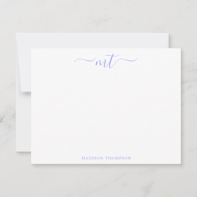 Monogram Lilac Lavender Personalized Stationery Note Card (Front)