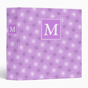 Monogram lilac purple circles pattern binder