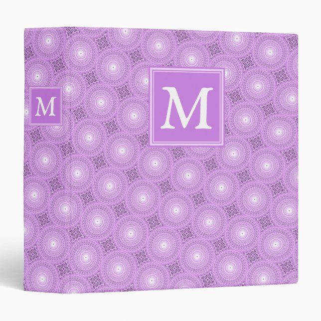 Monogram lilac purple circles pattern binder (Front/Spine)