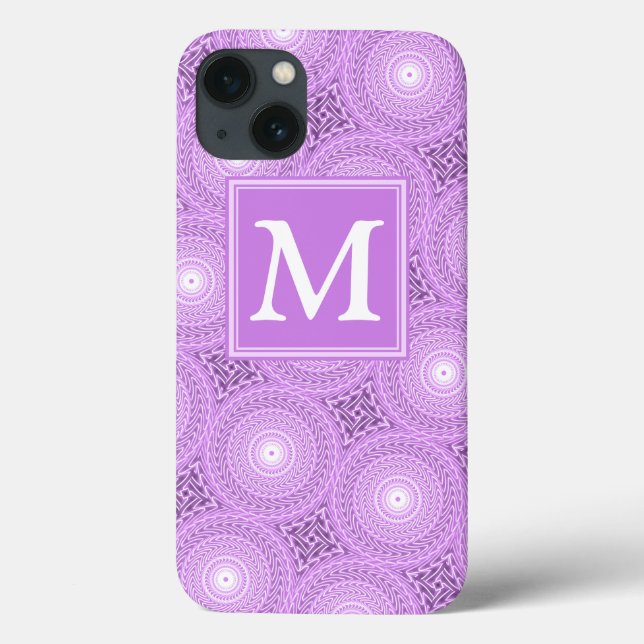 Monogram lilac purple circles pattern Case-Mate iP iPhone Case (Back)