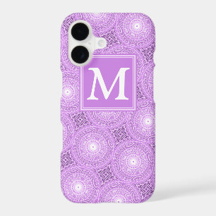 Monogram lilac purple circles pattern iPhone 17 case