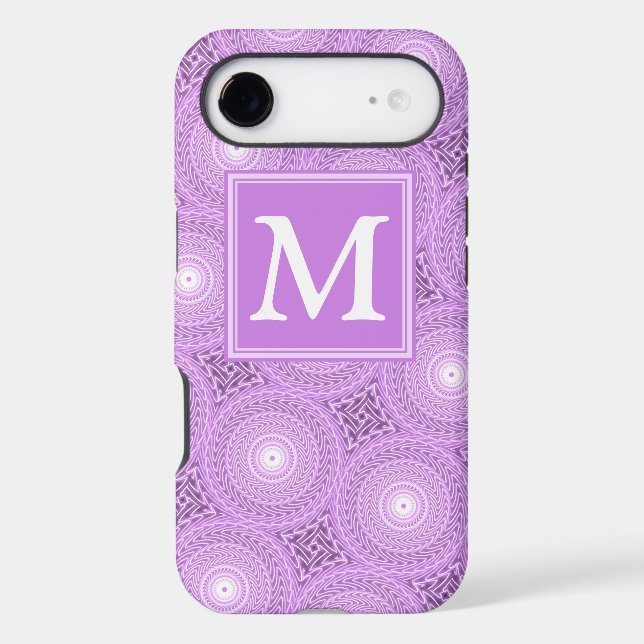 Monogram lilac purple circles pattern Case-Mate iPhone case (Back)