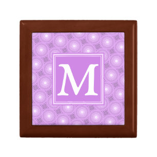 Monogram lilac purple circles pattern jewelry box