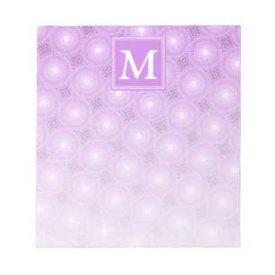 Monogram lilac purple circles pattern notepad