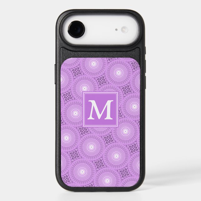 Monogram lilac purple circles pattern OtterBox iPh iPhone Case (Back)