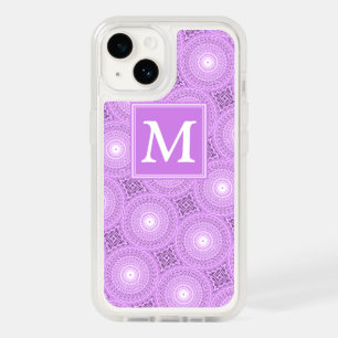 Monogram lilac purple circles pattern OtterBox iPh OtterBox iPhone 14 Case