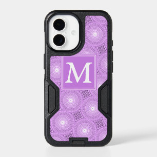 Monogram lilac purple circles pattern iPhone 17 case