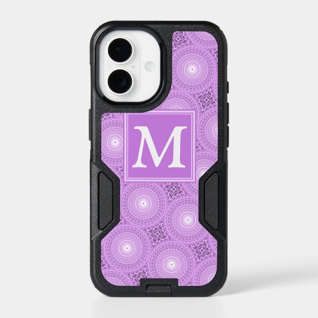 Monogram lilac purple circles pattern otterbox iPhone case (Back)