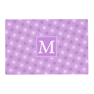Monogram lilac purple circles pattern placemat