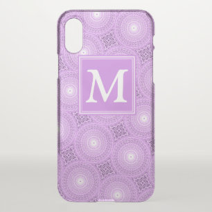 Monogram lilac purple circles pattern iPhone x case