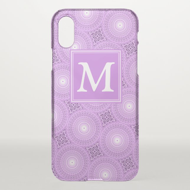 Monogram lilac purple circles pattern uncommon iPhone case (Back)