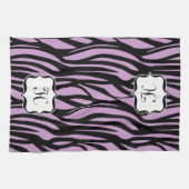 Monogram Lilac Purple Zebra Print Kitchen Towel (Horizontal)