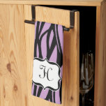 Monogram Lilac Purple Zebra Print Kitchen Towel