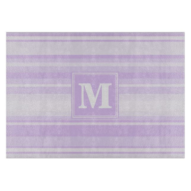 Monogram lilac stripes cutting board (Front)