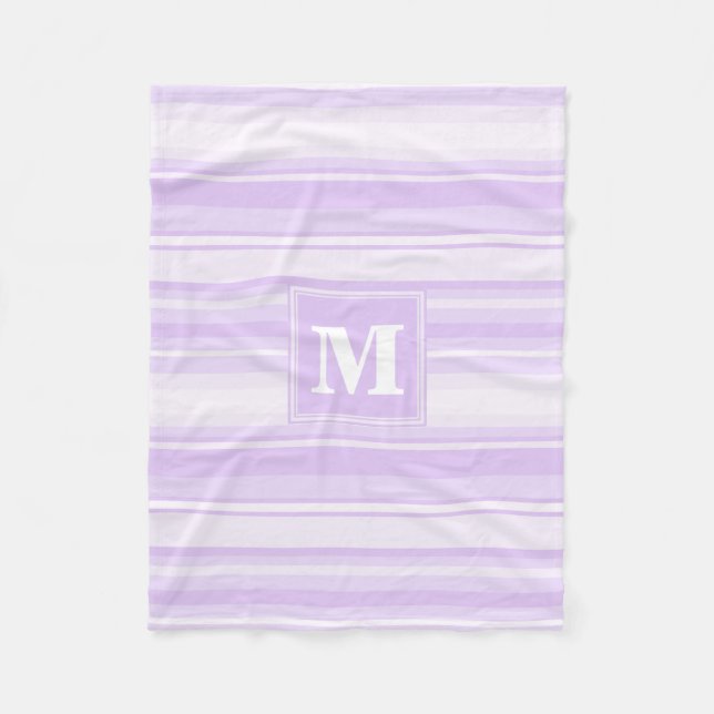 Monogram lilac stripes fleece blanket (Front)