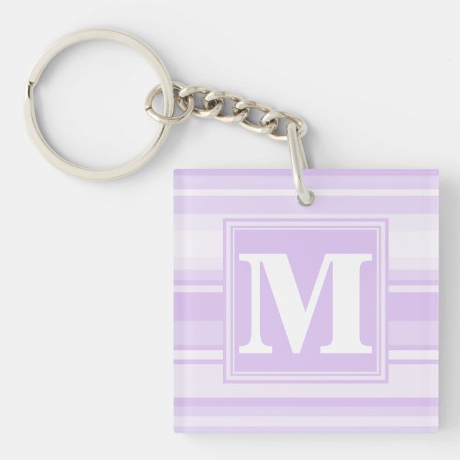 Monogram lilac stripes keychain (Front)