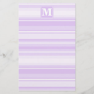 Monogram lilac stripes stationery
