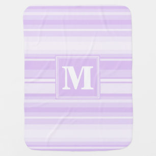 Monogram lilac stripes stroller blanket