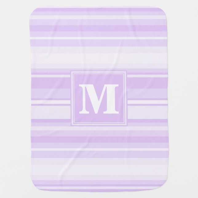 Monogram lilac stripes stroller blanket (Front)