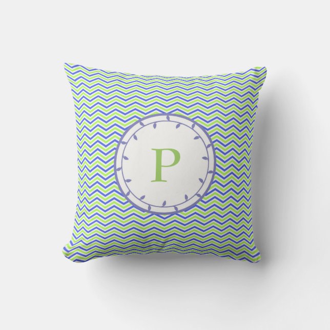 Monogram Lime and Lilac Throw Pilow Template Throw Pillow (Front)