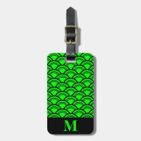 Monogram Lime Green Art Deco Scallop Fish Scales