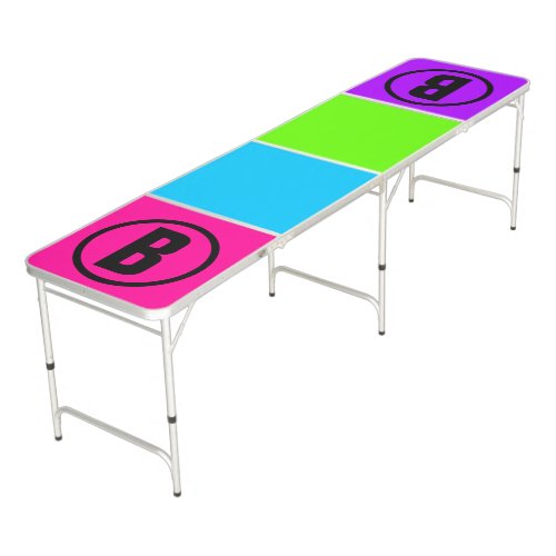 Monogram Lime Green Pink Purple Teal Neon Beer Pong Table