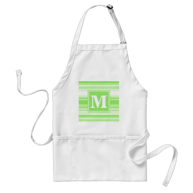 Monogram lime green stripes adult apron (Front)