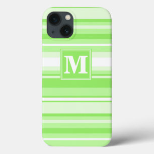 Monogram lime green stripes Case-Mate iPhone case
