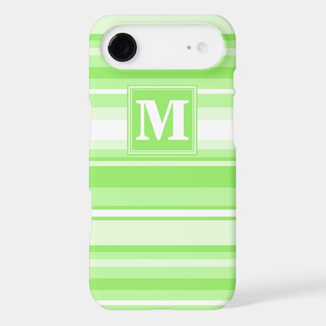 Monogram lime green stripes Case-Mate iPhone case (Back)