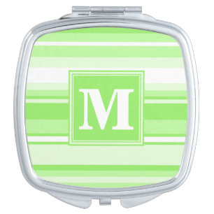 Monogram lime green stripes compact mirror