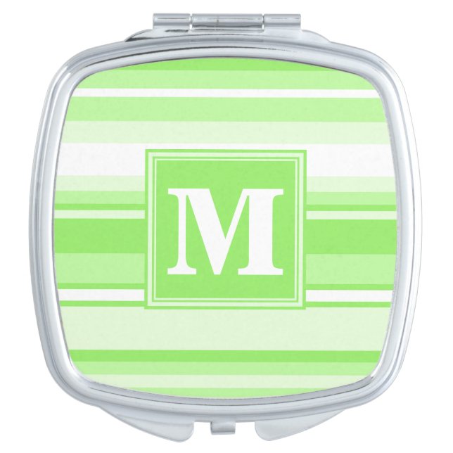 Monogram lime green stripes compact mirror (Front)