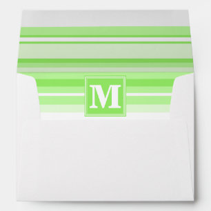 Monogram lime green stripes envelope