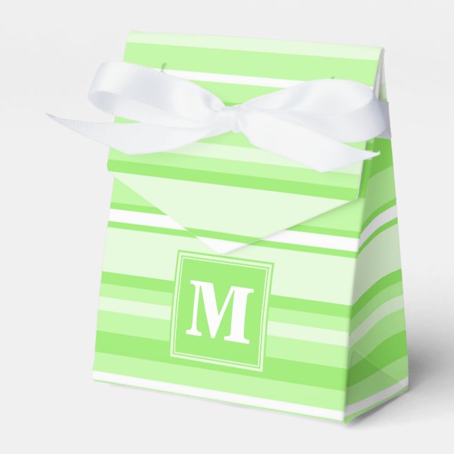Monogram lime green stripes favor boxes (Front Side)
