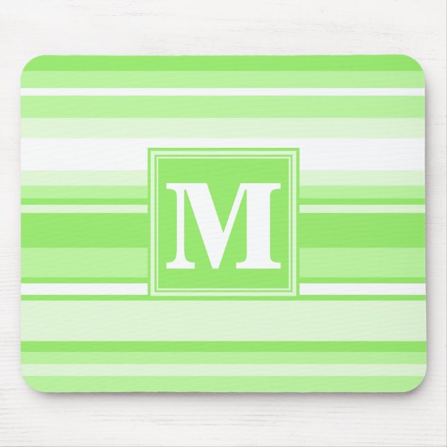 Monogram lime green stripes mouse pad (Front)