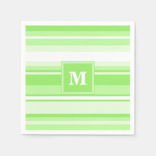 Monogram lime green stripes napkins